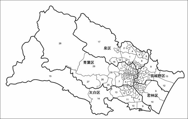 図1仙台市の国政統計区（平成17年）