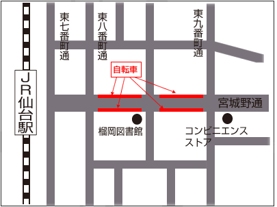 仙台駅東口駐輪位置図