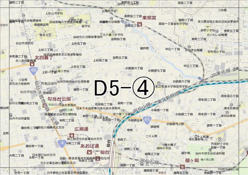 位置図　D5-(4)　青葉区上杉,宮城野区五輪方面