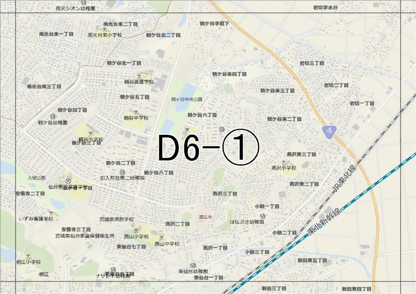 位置図　D6-(1)　宮城野区鶴ケ谷方面