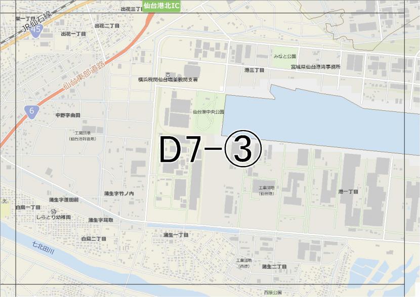 位置図　D7-(3)　宮城野区蒲生,沖野方面
