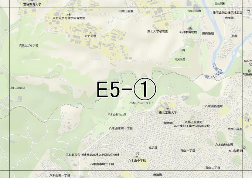 位置図　E5-(1)　青葉区川内,太白区八木山方面