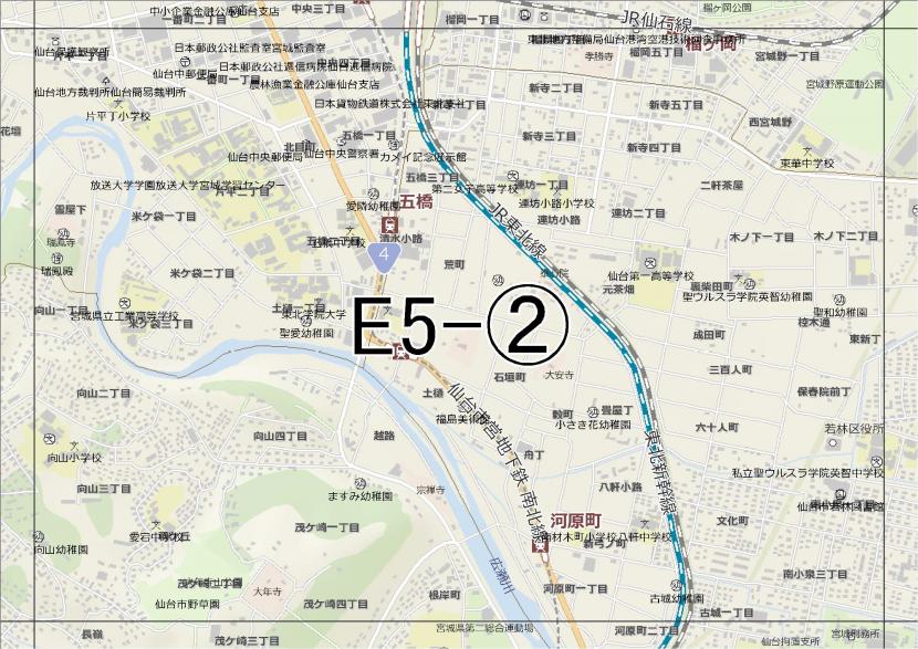 位置図　E5-(2)　若林区五橋,太白区向山方面