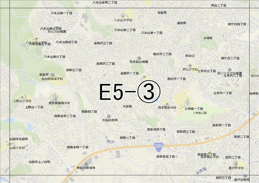 位置図　E5-(3)　太白区鈎取,八木山方面