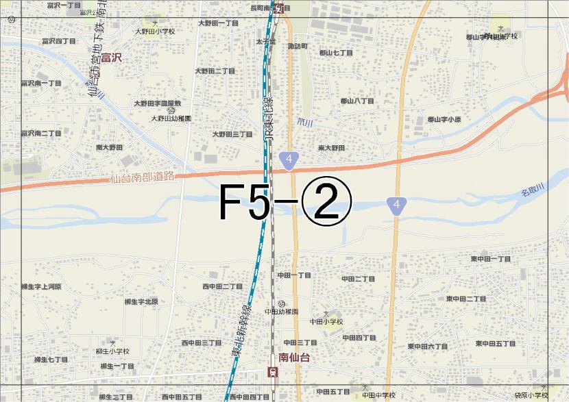 位置図　F5-(2)　太白区郡山,中田方面