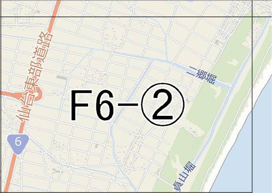 位置図　F6-(2)　若林区今泉,井土浜方面