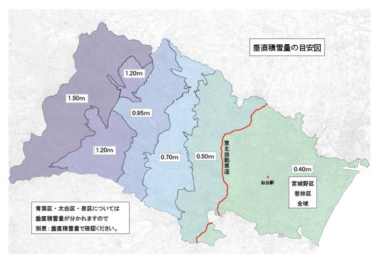 垂直積雪量の目安図