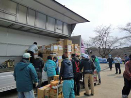 Receiving relief goods