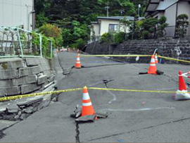 damaged road in Oritate area