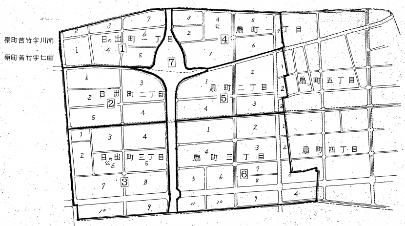 原町東部第一第一工区地区の区割図