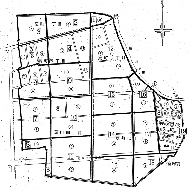 原町東部第一第二工区地区の区割図