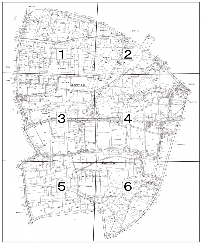 富沢駅南地区の区割図