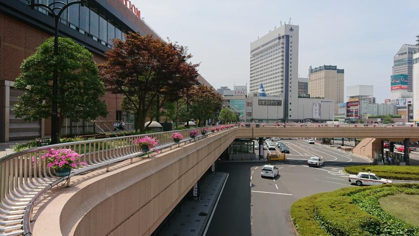 仙台駅前ペデストリアンデッキの花壇写真
