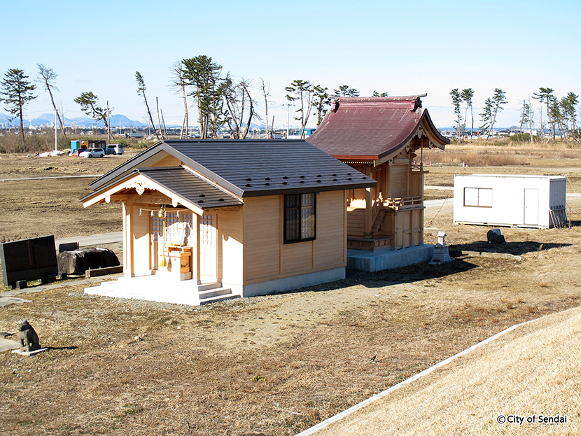 写真：震災後5年を経た藤塚五柱神社の現況