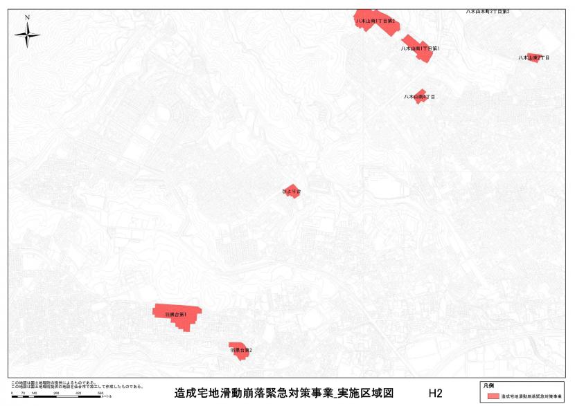 太白区ひより台周辺の事業区域図