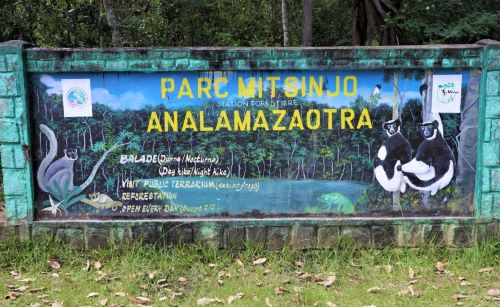 園長ブログ　マダガスカル訪問記8　ミチンジュ・アナラマザアオトラ公園看板