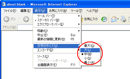 文字の拡大方法（インターネットエクスプローラ）