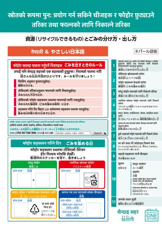 ネパール語版資源とごみの分け方出し方