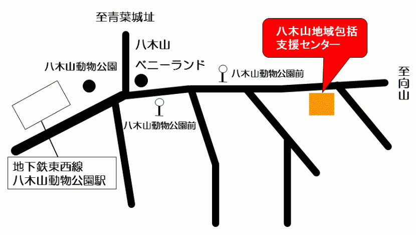 八木山地域包括支援センターの地図の画像