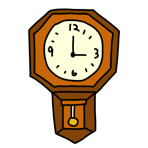 三時を示す時計のイラスト