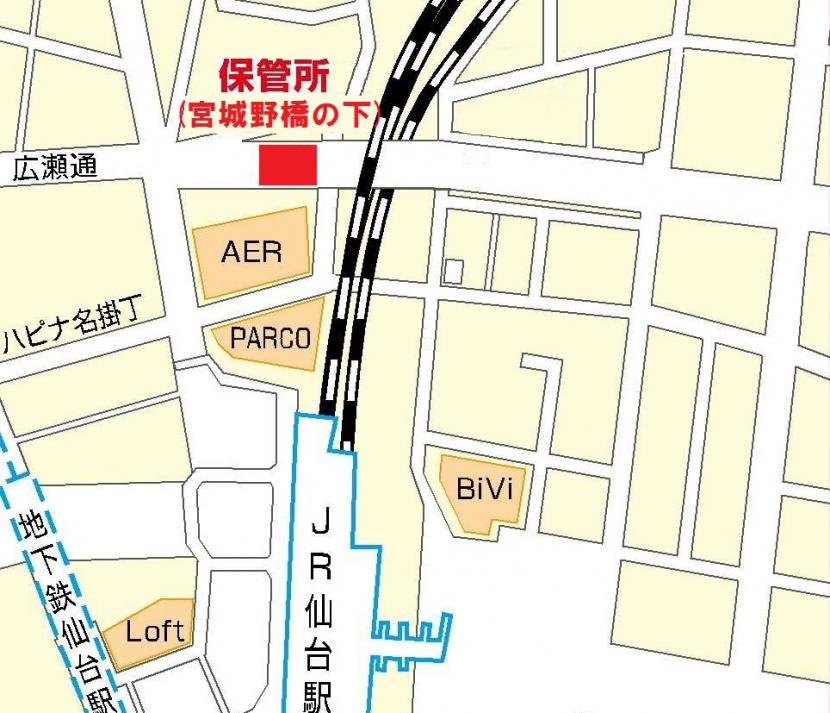 仙台駅自転車保管所の地図