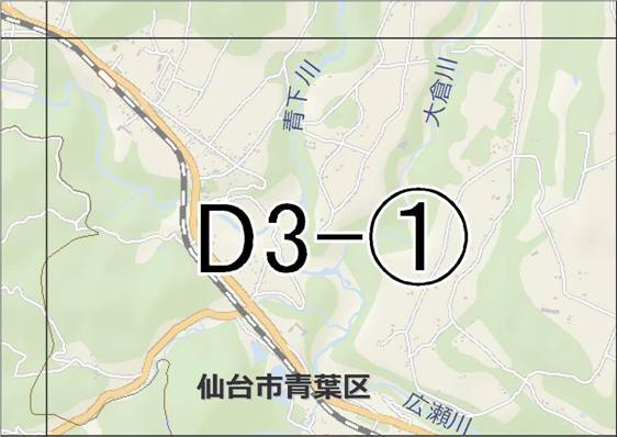 位置図　D3-(1)　青葉区芋沢,熊ケ根方面