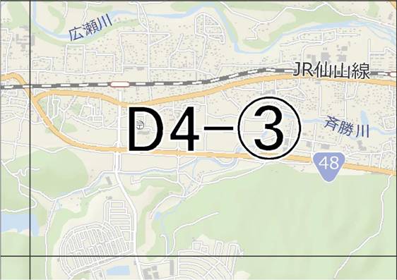 位置図　D4-(3)　青葉区愛子,落合方面