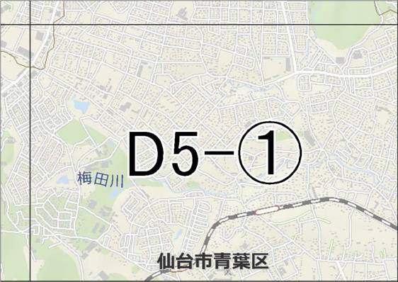 位置図　D5-(1)　青葉区北山,中山方面