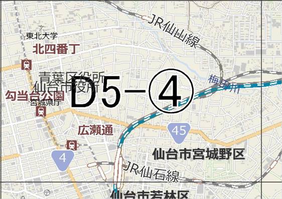 位置図　D5-(4)　青葉区上杉,宮城野区五輪方面