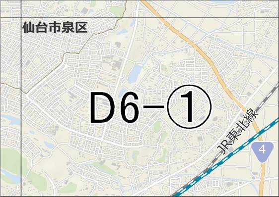 位置図　D6-(1)　宮城野区鶴ケ谷方面