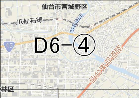 位置図　D6-(4)　宮城野区福室,扇町方面