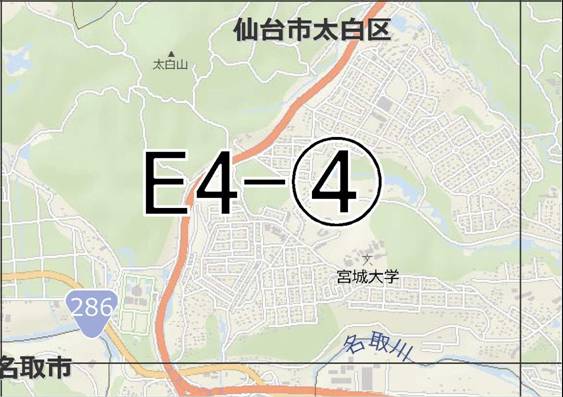位置図　E4-(4)　青葉区錦ケ丘,太白区茂庭方面