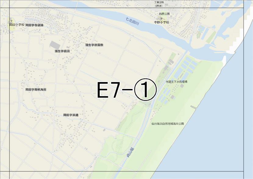 位置図　E7-(1)　宮城野区岡田,蒲生方面