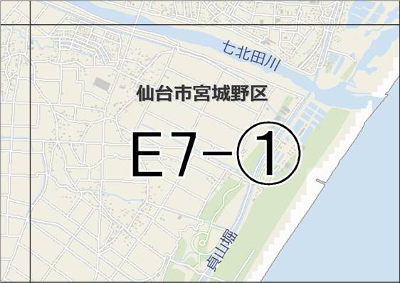 位置図　E7-(1)　宮城野区岡田,蒲生方面