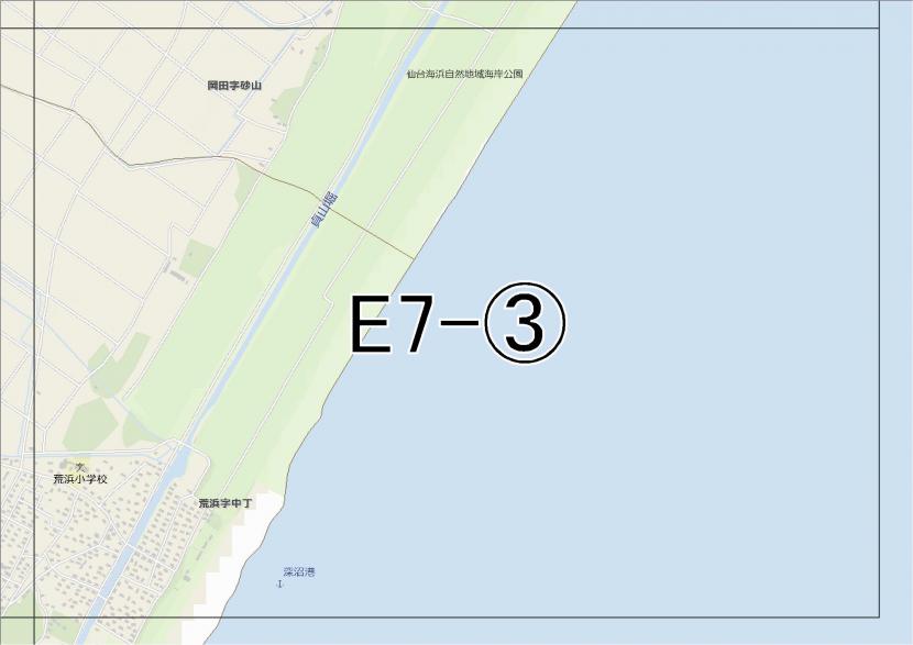 位置図　E7-(3)　若林区荒浜方面