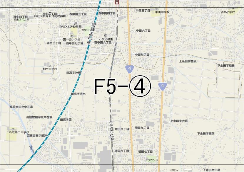 位置図　F5-(4)　太白区中田,西中田,柳生方面