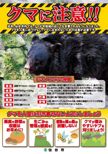 クマに注意！チラシ表