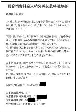 はがきによる架空請求