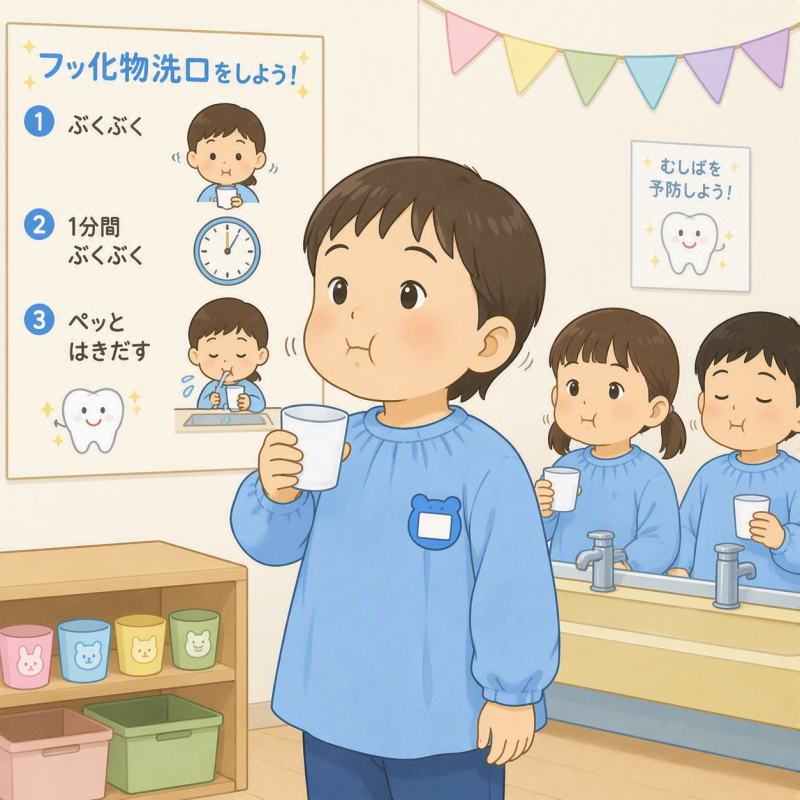 フッ化物洗口イメージ図