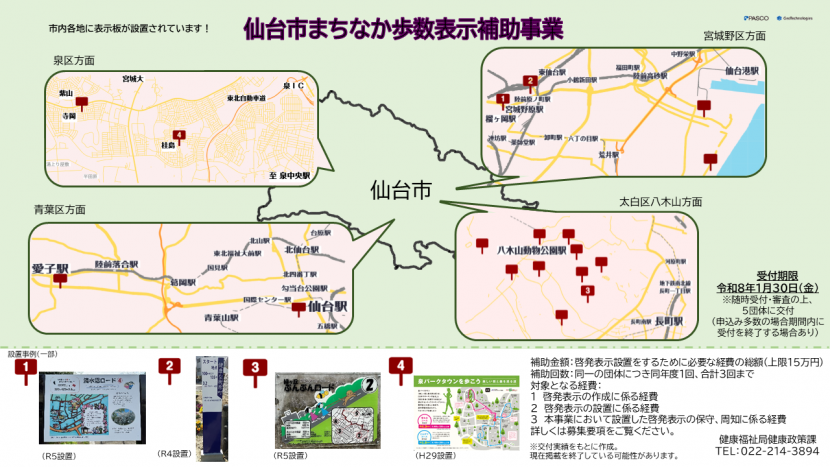 仙台市まちなか歩数表示補助事業　設置マップ