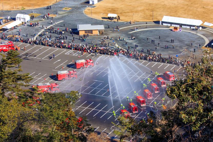 一斉放水（上空写真）