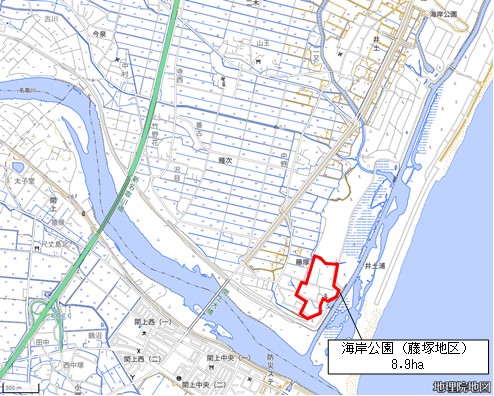 海岸公園（藤塚地区）周辺地図