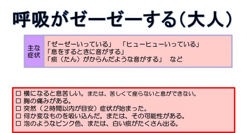 今すぐに119番通報するべき呼吸がゼーゼーする症状