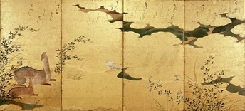 萩に鹿図屏風