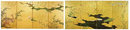 萩に鹿図屏風　画像