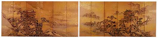 楼閣山水図屏風