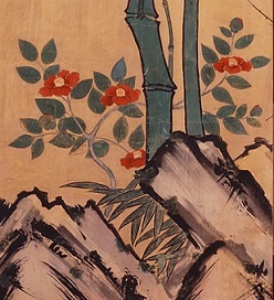 画像／花鳥図屏風（つばき）