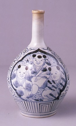 画像／切込焼　唐子寿老人図徳利