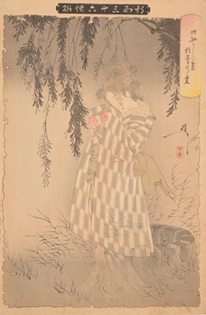 新形三十六怪撰 皿やしき於菊の霊 月岡芳年画