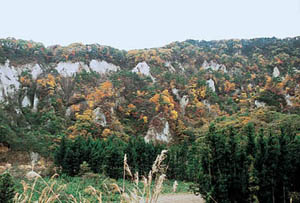 紅葉の白岩の写真